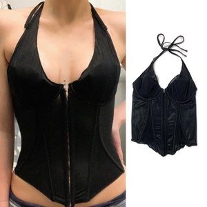 Adore Me Black Halter Clasped Corset Lingerie XS